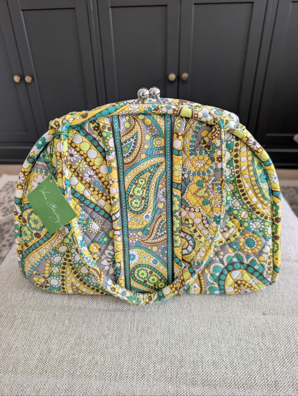 Vera Bradley Eloise Quilted Kiss-Lock Shoulder Bag in the retired Lemon Parfait